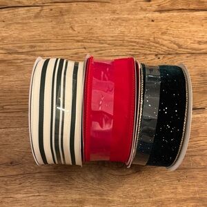 Green Striped, Red Velvet, and Green Velvet with Gold Glitter Ribbon - YOU PICK